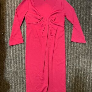 Diane Von Furstenberg deep red Long Sleeve wool cocktail dress.